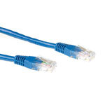CAT6 U/UTP patchkabel blauw ECON-LINE PVC AWG26 3u flashgold. Lengte: 1 m