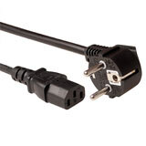 230V LSZH aansluitkabel randaarde stekker CEE7/7 male (haaks) - C13 zwart. Lengte: 1 m