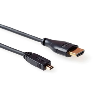 HDMI High Speed with Ethernet aansluitkabel HDMI-A male- HDMI-D male. Lengte: 2 m